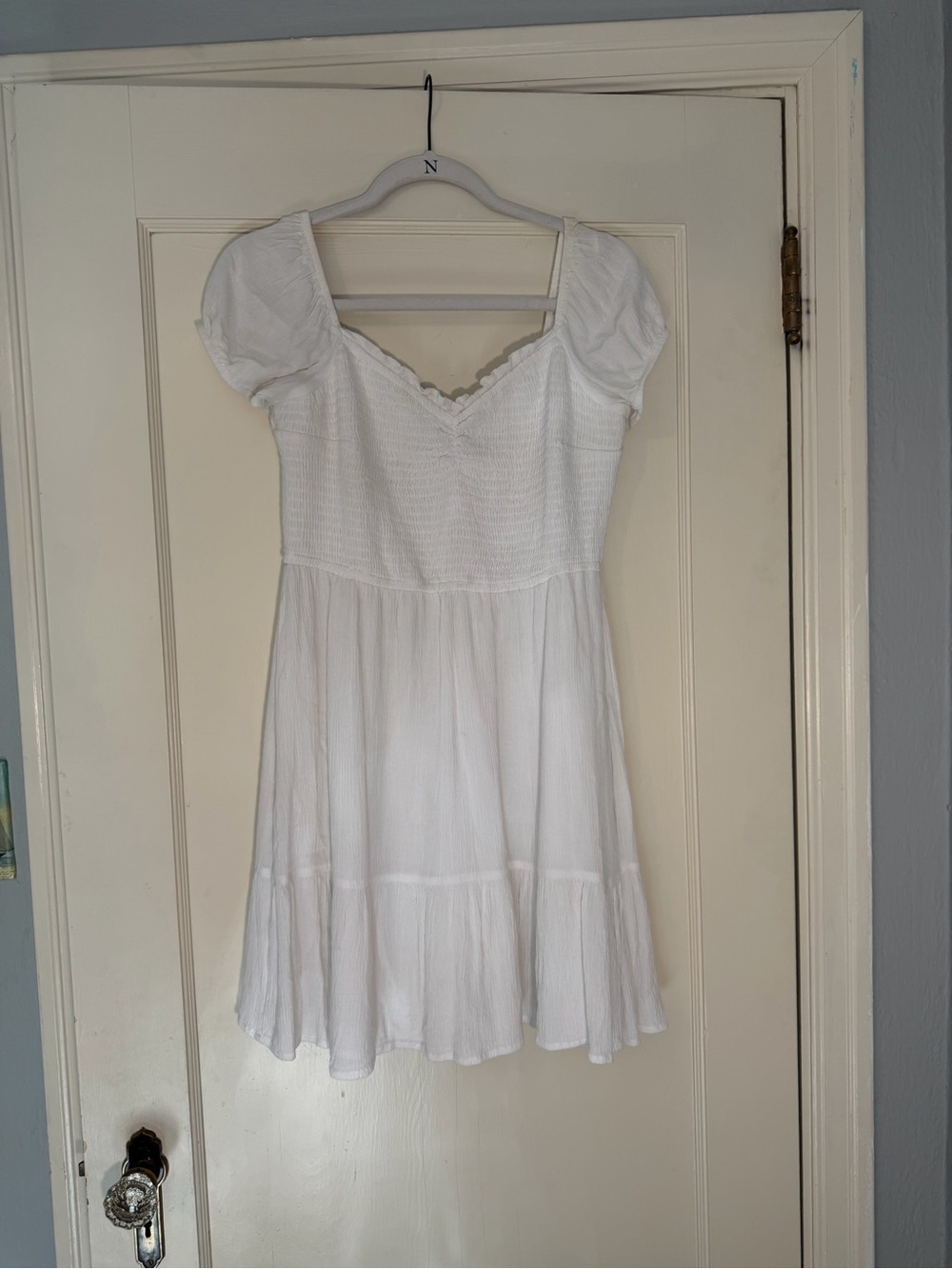 Hollister White Mini Dress with Puff Sleeves